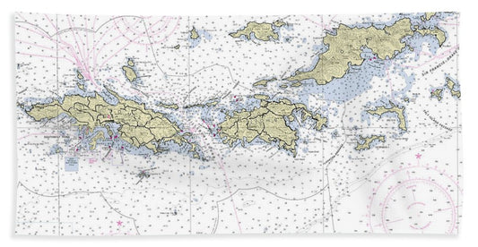 Virgin Islands Nautical Chart - Beach Towel
