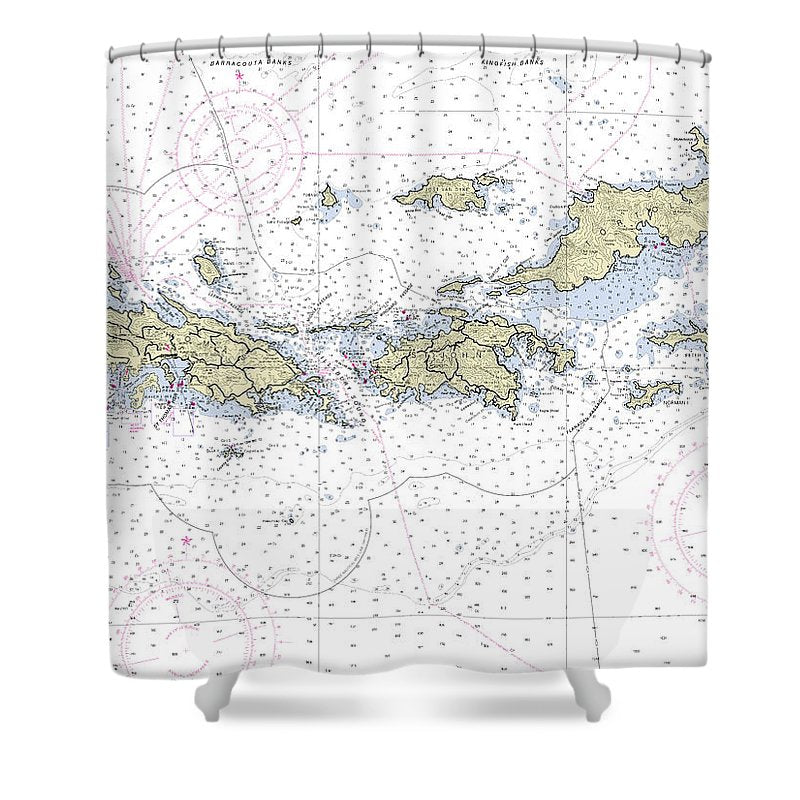 VI: outlet British Virgin Islands Nautical Chart Shower Curtain / Made to Order