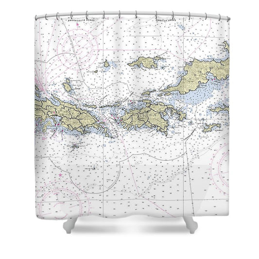 Virgin Islands Nautical Chart Shower Curtain