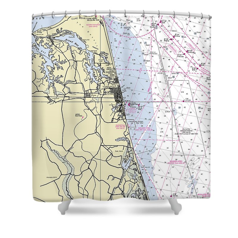 Hampton Roads, Newport News, VA hot Nautical Chart Shower Curtain / Made to Order