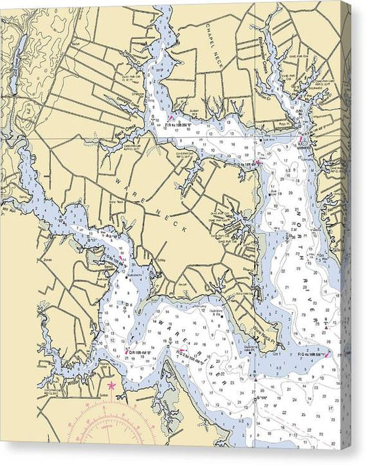 Ware Neck-Virginia Nautical Chart Canvas Print