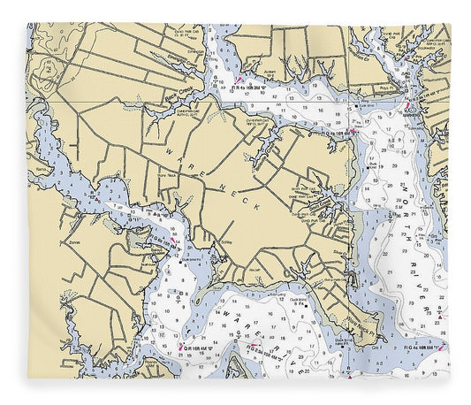 Ware Neck Virginia Nautical Chart Blanket