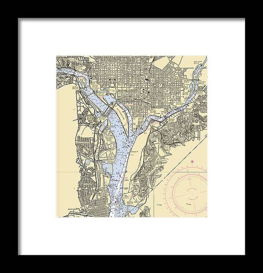 Washington Dc-virginia Nautical Chart - Framed Print