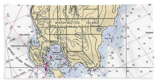 Washington Island-lake Michigan Nautical Chart - Beach Towel