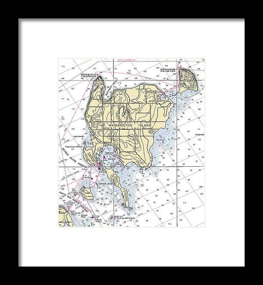 Washington Island-lake Michigan Nautical Chart - Framed Print