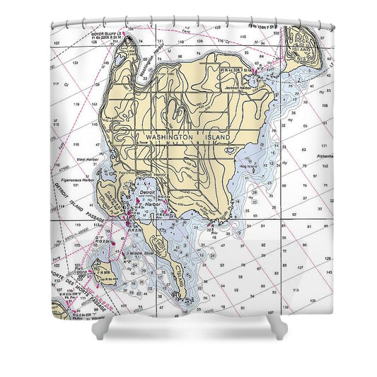 Washington Island Lake Michigan Nautical Chart Shower Curtain