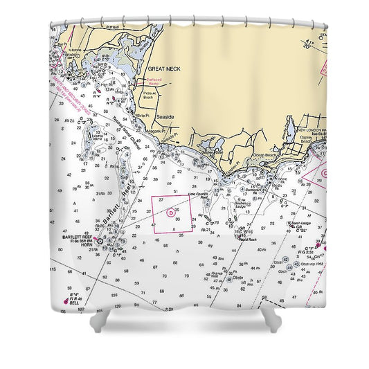 Waterford Connecticut Nautical Chart Shower Curtain