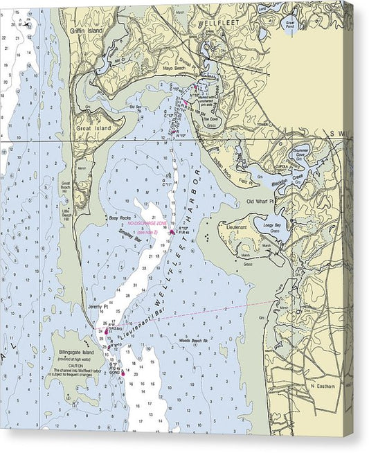 Wellfleet Massachusetts Nautical Chart Canvas Print