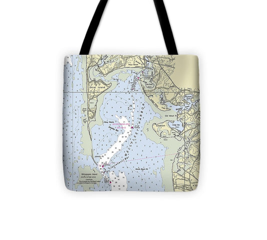 Wellfleet Massachusetts Nautical Chart Tote Bag