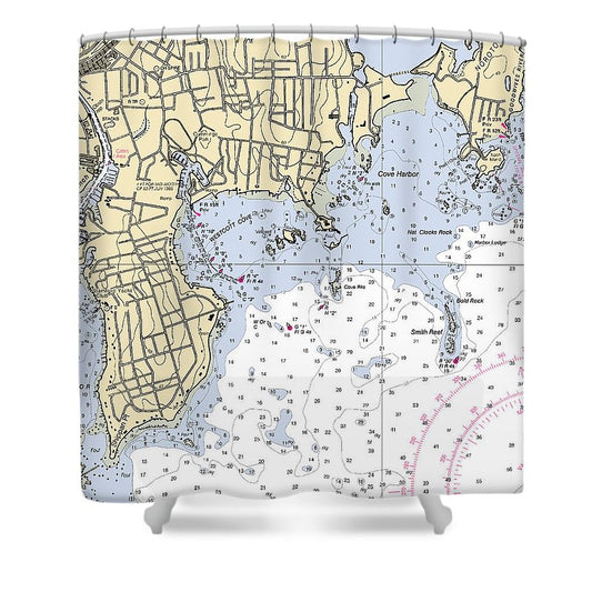 Wescott Connecticut Nautical Chart Shower Curtain