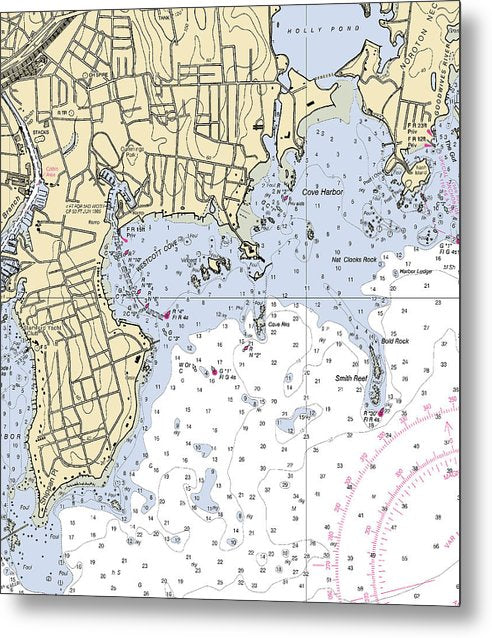 A beuatiful Metal Print of the Wescott-Connecticut Nautical Chart - Metal Print by SeaKoast.  100% Guarenteed!