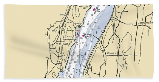 West Camp-new York Nautical Chart - Beach Towel
