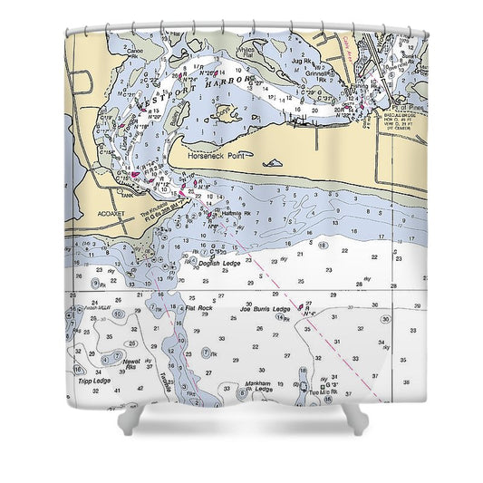 Westport Harbor Massachusetts Nautical Chart Shower Curtain
