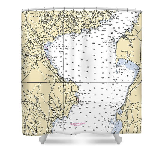 Westport Lake Champlain  Nautical Chart Shower Curtain