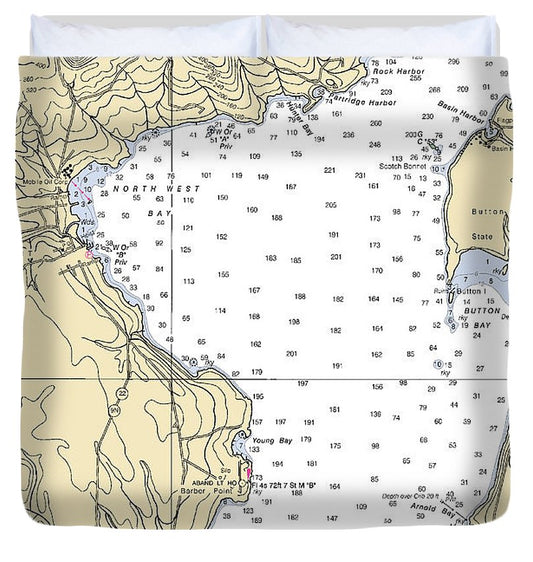 Westport Lake Champlain  Nautical Chart Duvet Cover