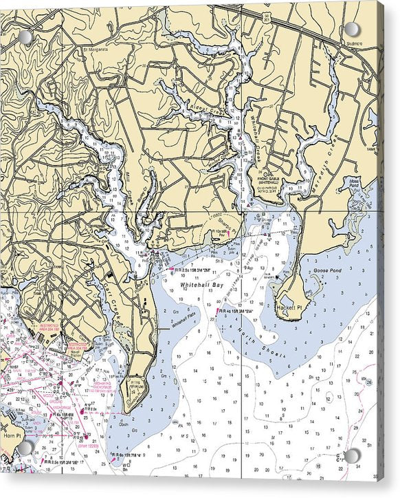 Whitehall Bay Maryland Nautical Chart - Acrylic Print – 7.5" x 8" – Acrylic Nautical Chart Print by SeaKoast.
