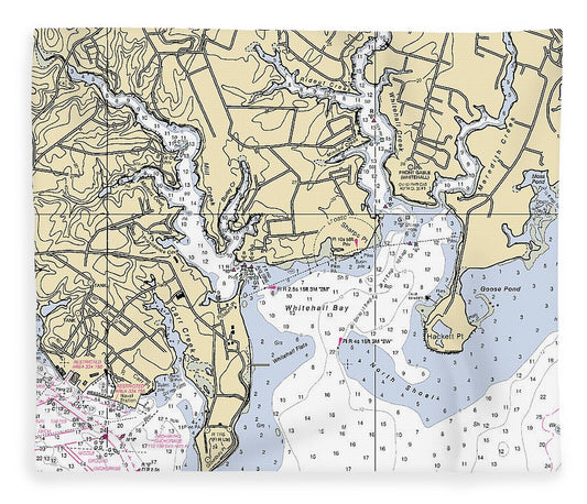 Whitehall Bay Maryland Nautical Chart Blanket
