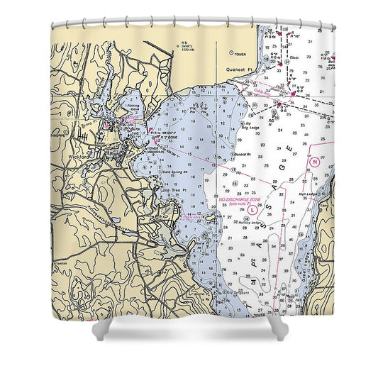 Wickford  Rhode Island Nautical Chart _V3 Shower Curtain