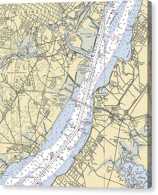 Wilmington-Delaware Nautical Chart Canvas Print