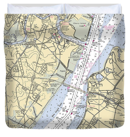 Wilmington Delaware Nautical Chart Duvet Cover