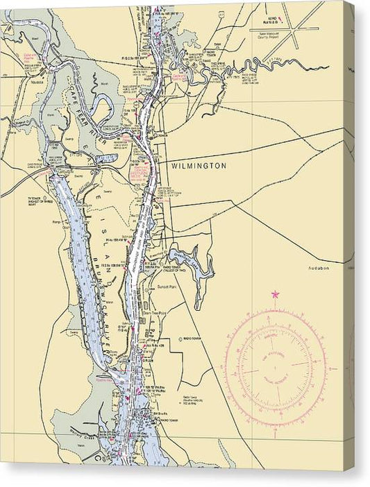 Wilmington-North Carolina Nautical Chart Canvas Print