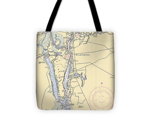 Wilmington North Carolina Nautical Chart Tote Bag
