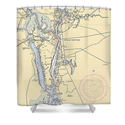 Wilmington North Carolina Nautical Chart Shower Curtain