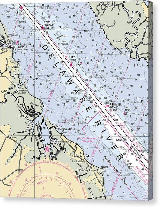 Woodland Beach-Delaware Nautical Chart Canvas Print
