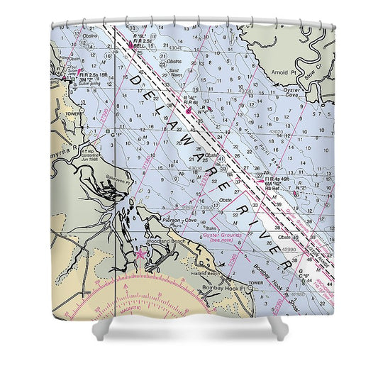 Woodland Beach Delaware Nautical Chart Shower Curtain