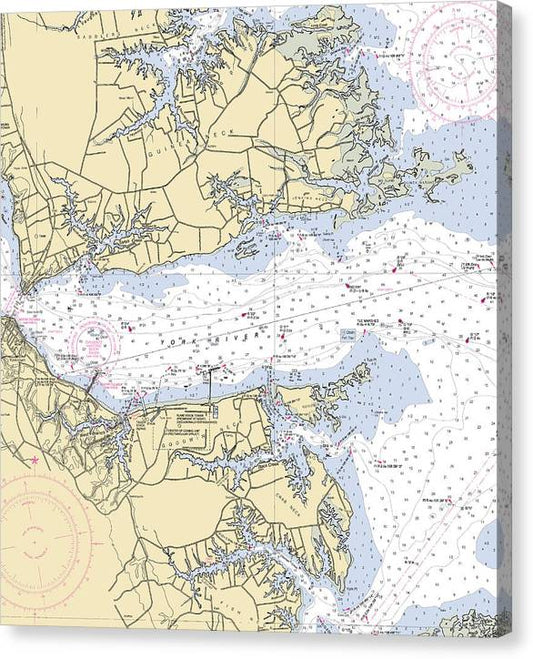 York River With Guinea And Goodwin Necks-Virginia Nautical Chart Canvas Print