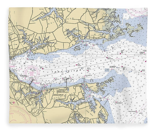 York River With Guinea And Goodwin Necks Virginia Nautical Chart Blanket
