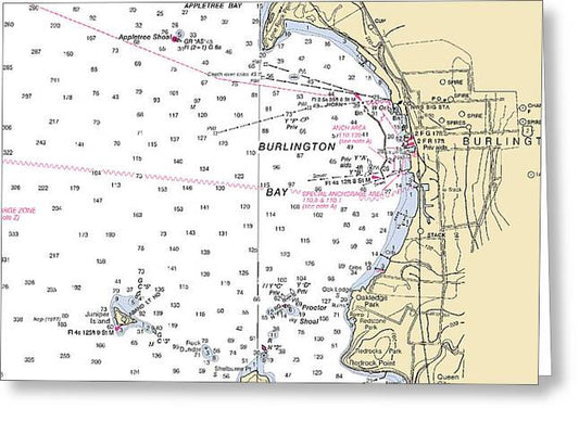 Burlington-lake Champlain  Nautical Chart 1 - Greeting Card