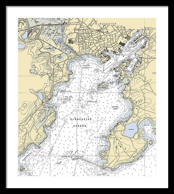 Gloucester-massachusetts Nautical Chart 1 - Framed Print