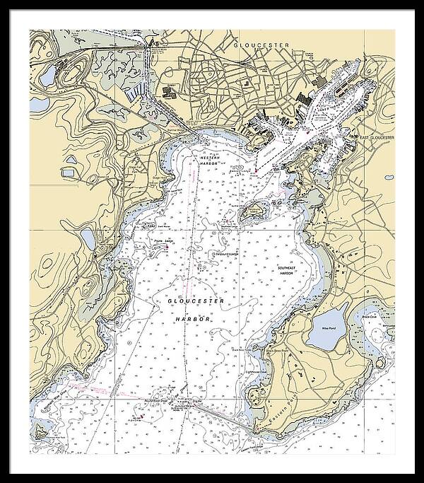 Gloucester-massachusetts Nautical Chart 1 - Framed Print