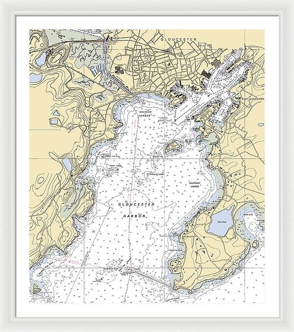 Gloucester-massachusetts Nautical Chart 1 - Framed Print