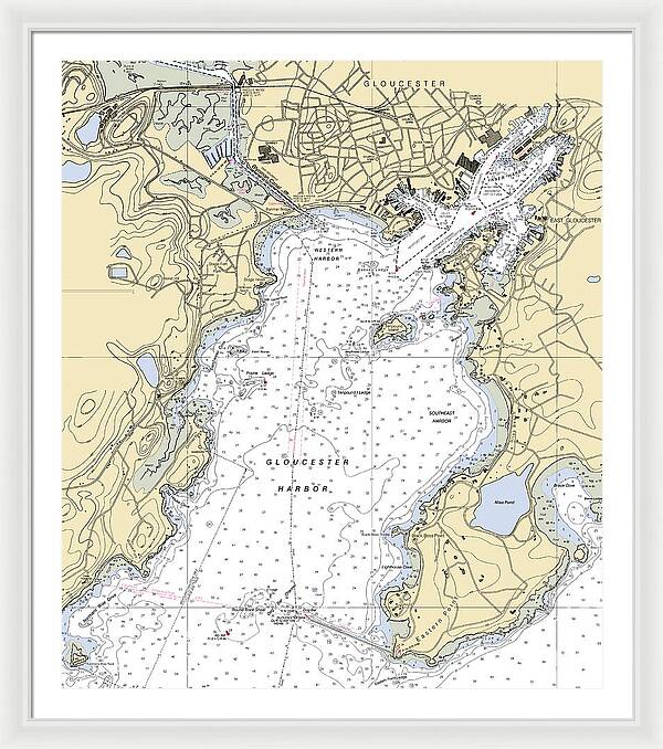 Gloucester-massachusetts Nautical Chart 1 - Framed Print