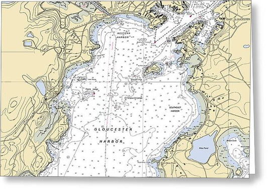 Gloucester-massachusetts Nautical Chart 1 - Greeting Card