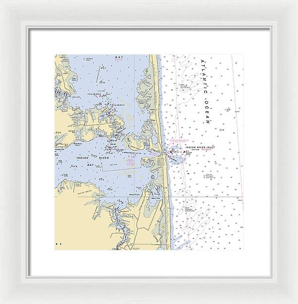 Indian River Inlet-delaware Nautical Chart 1 - Framed Print
