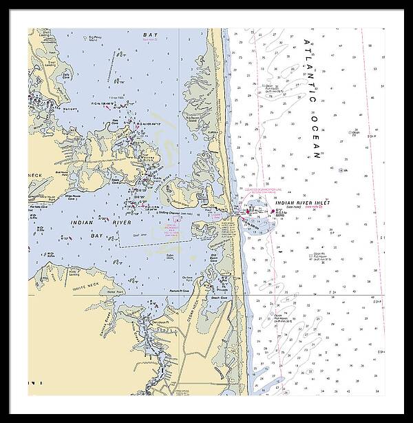 Indian River Inlet-delaware Nautical Chart 1 - Framed Print