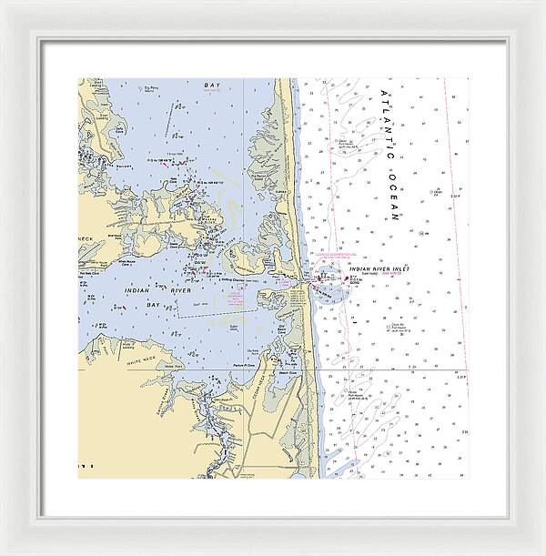 Indian River Inlet-delaware Nautical Chart 1 - Framed Print