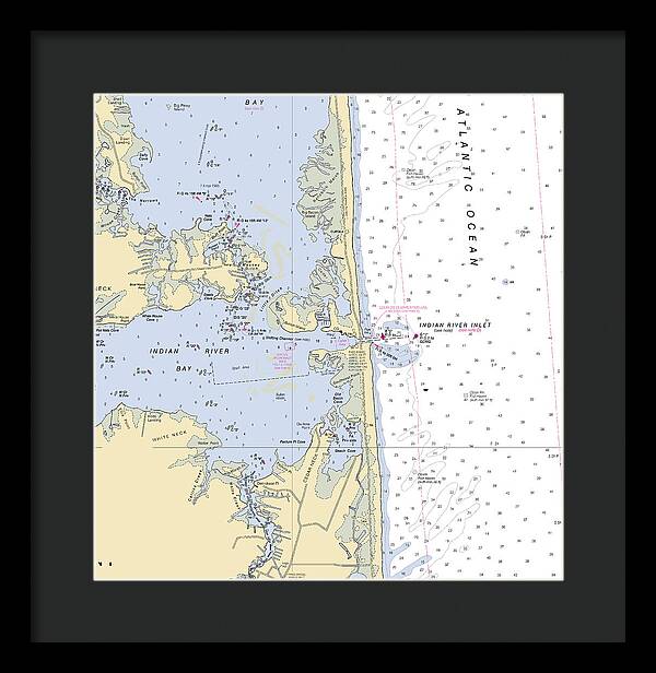 Indian River Inlet-delaware Nautical Chart 1 - Framed Print