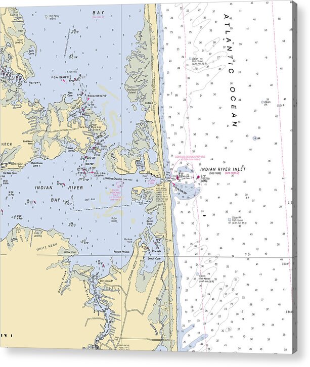 Indian River Inlet-delaware Nautical Chart 1 - Acrylic Print