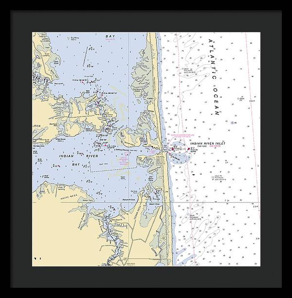 Indian River Inlet-delaware Nautical Chart 1 - Framed Print
