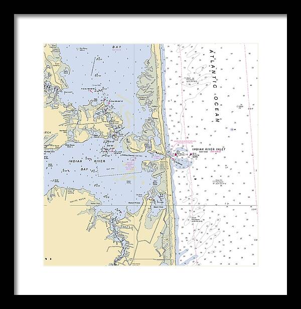Indian River Inlet-delaware Nautical Chart 1 - Framed Print