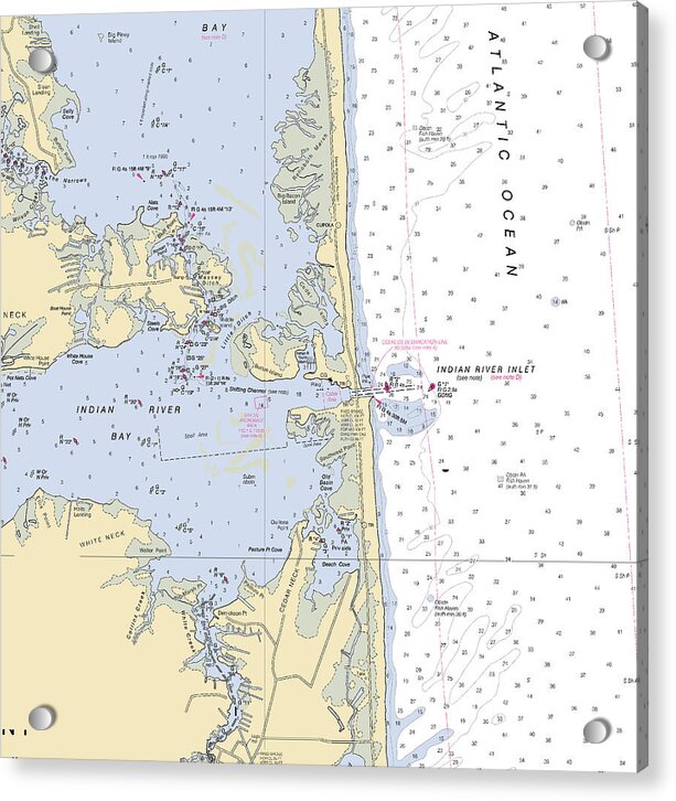 Indian River Inlet-delaware Nautical Chart 1 - Acrylic Print