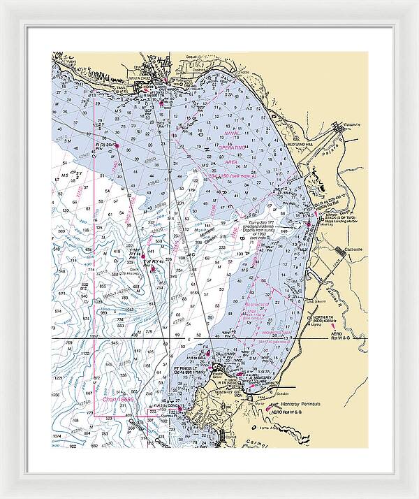 Monterey Bay-california Nautical Chart 1 - Framed Print