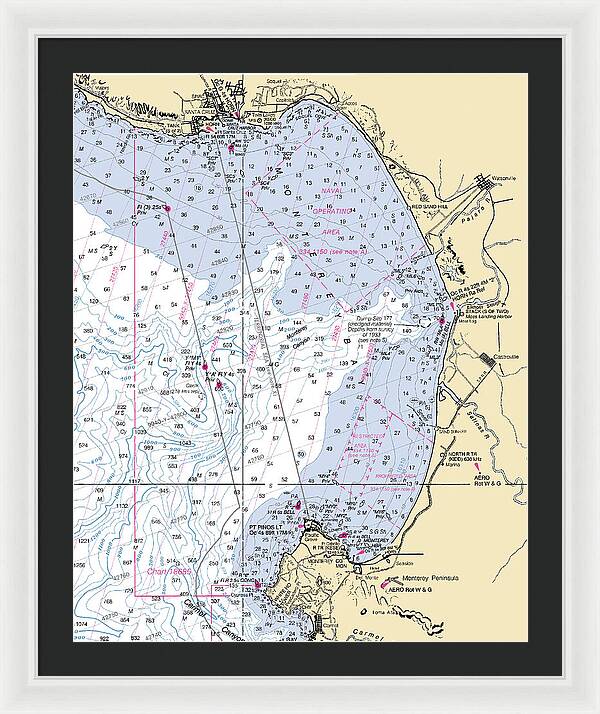 Monterey Bay-california Nautical Chart 1 - Framed Print