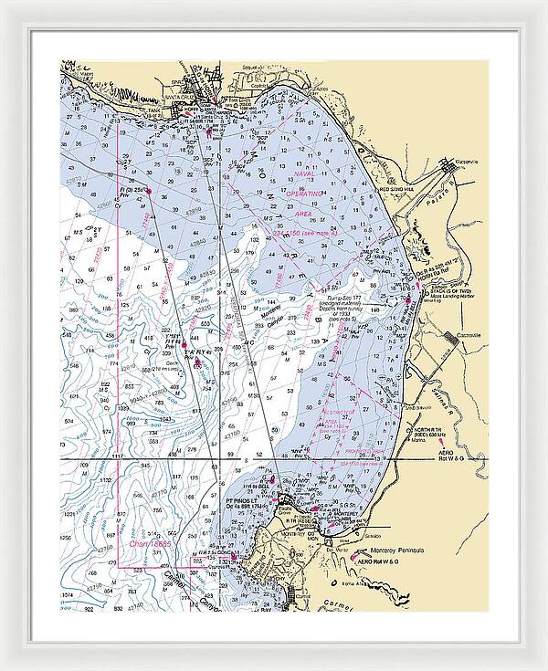 Monterey Bay-california Nautical Chart 1 - Framed Print