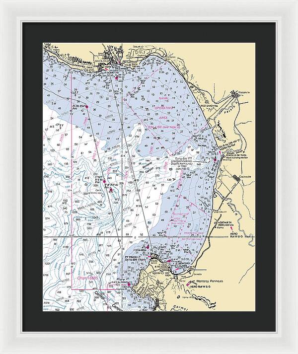 Monterey Bay-california Nautical Chart 1 - Framed Print