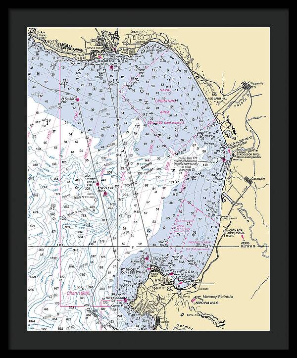 Monterey Bay-california Nautical Chart 1 - Framed Print